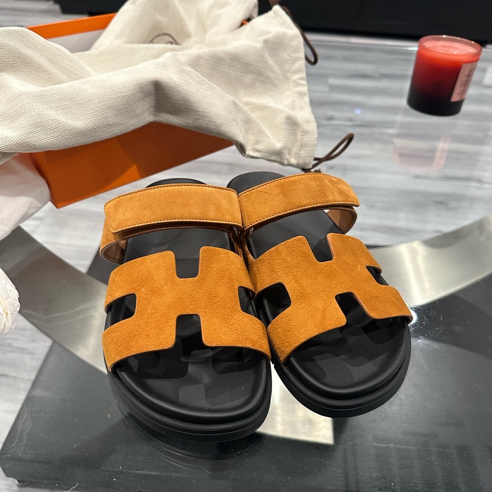 Hermes Black Chypre Sandals